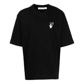 Camiseta negra de manga corta con estampado pequeño para hombre de Off-White