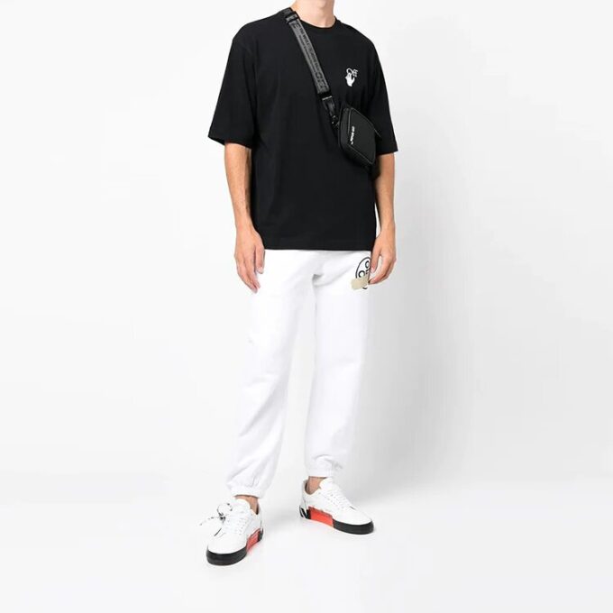 Camiseta negra de manga corta con estampado pequeño para hombre de Off-White