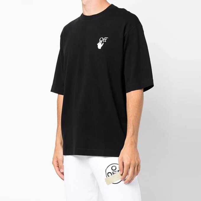Camiseta negra de manga corta con estampado pequeño para hombre de Off-White