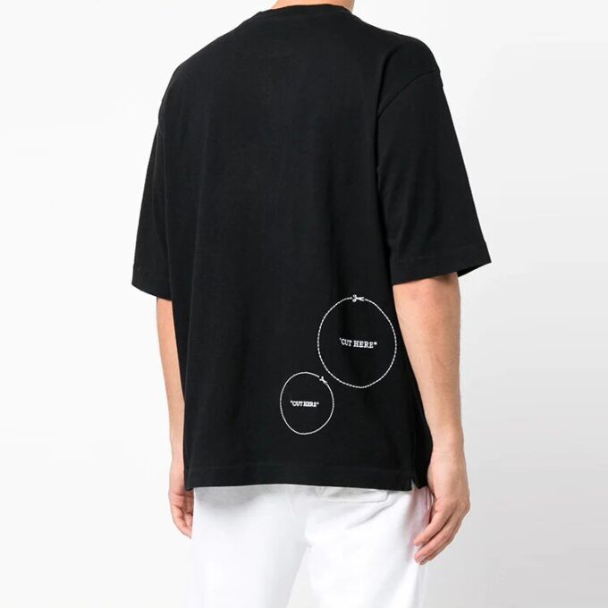 Camiseta negra de manga corta con estampado pequeño para hombre de Off-White