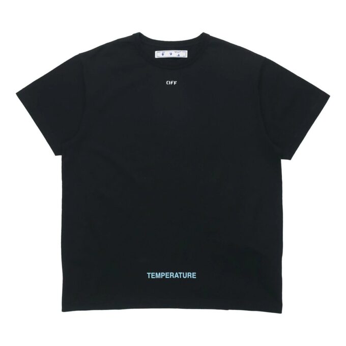 Camiseta negra de manga corta con rayas alfabéticas básicas Off-White para hombre C/O VIRGIL ABLOH