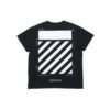 Camiseta negra de manga corta con rayas alfabéticas básicas Off-White para hombre C/O VIRGIL ABLOH