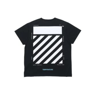 Camiseta negra de manga corta con rayas alfabéticas básicas Off-White para hombre C/O VIRGIL ABLOH Camiseta negra de manga corta con rayas alfabéticas básicas Off-White para hombre C/O VIRGIL ABLOH