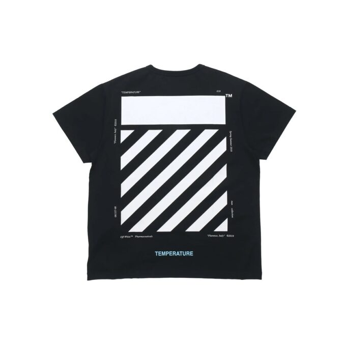 Camiseta negra de manga corta con rayas alfabéticas básicas Off-White para hombre C/O VIRGIL ABLOH