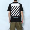 Camiseta negra de manga corta con rayas alfabéticas básicas Off-White para hombre C/O VIRGIL ABLOH