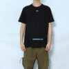 Camiseta negra de manga corta con rayas alfabéticas básicas Off-White para hombre C/O VIRGIL ABLOH