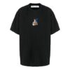 Camiseta negra de manga corta holgada con dibujo de flecha azul de la colección 21SS