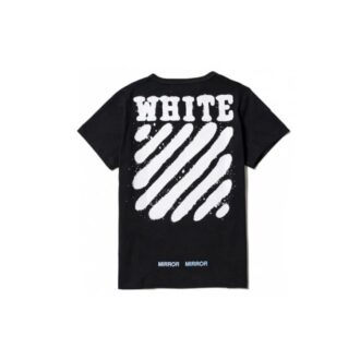 Camiseta negra de manga corta Off-White para hombre C/O Virgil Abloh con estampado de rayas de tigre y salpicaduras de tinta Camiseta negra de manga corta Off-White para hombre C/O Virgil Abloh con estampado de rayas de tigre y salpicaduras de tinta