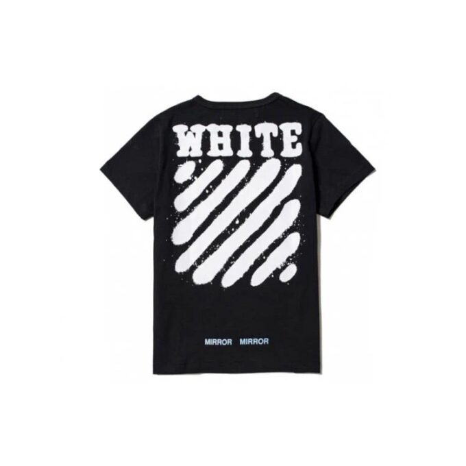 Camiseta negra de manga corta Off-White para hombre C/O Virgil Abloh con estampado de rayas de tigre y salpicaduras de tinta