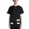 Camiseta negra de manga corta Off-White para hombre C/O Virgil Abloh con estampado de rayas de tigre y salpicaduras de tinta