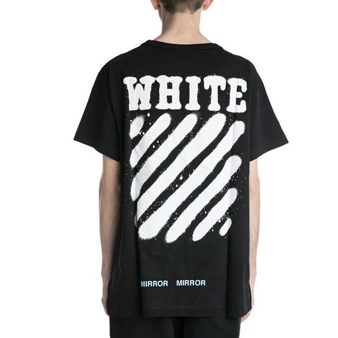 Camiseta negra de manga corta Off-White para hombre C/O Virgil Abloh con estampado de rayas de tigre y salpicaduras de tinta