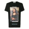 Camiseta negra de manga corta Off-White para hombre con estampado de la Mona Lisa y flecha en la espalda