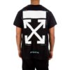 Camiseta negra de manga corta Off-White para hombre con estampado de la Mona Lisa y flecha en la espalda
