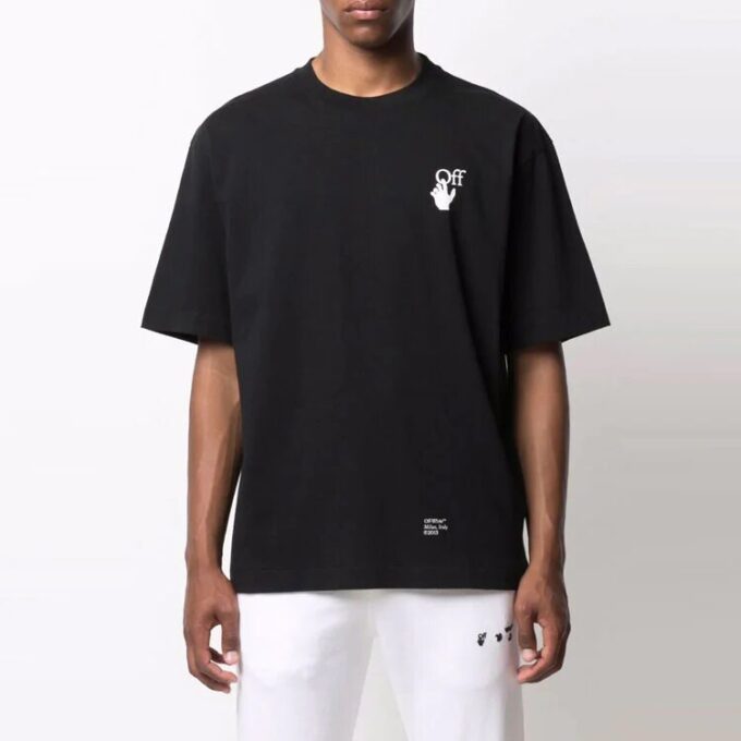 Camiseta negra de manga corta para hombre Off-White con estampado de flechas