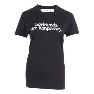 Camiseta negra de manga corta y corte ajustado con eslogan Off-White