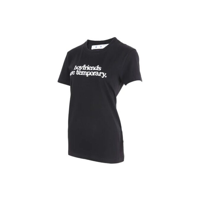 Camiseta negra de manga corta y corte ajustado con eslogan Off-White