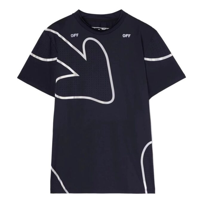 Camiseta negra de manga corta y corte ajustado con estampado de flechas y logotipo Off-White para hombre, colección Otoño-Invierno 2022