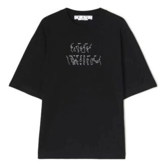 Camiseta negra de manga corta y corte holgado con cuello redondo y estampado de flechas de Off-White para hombre, colección primavera-verano 2022 Camiseta negra de manga corta y corte holgado con cuello redondo y estampado de flechas de Off-White para hombre, colección primavera-verano 2022