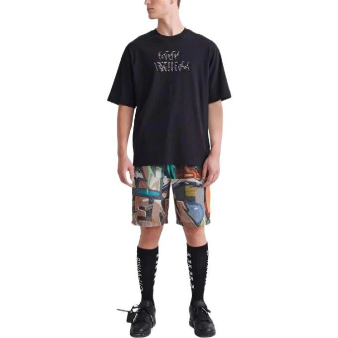 Camiseta negra de manga corta y corte holgado con cuello redondo y estampado de flechas de Off-White para hombre, colección primavera-verano 2022