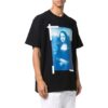 Camiseta negra de manga corta y corte holgado con estampado de personajes en color liso de Off-White para hombre, colección primavera-verano 2022