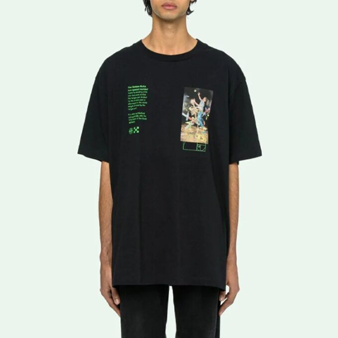 Camiseta negra de manga corta y corte holgado Off-White para hombre C/O VIRGIL ABLOH con estampado de esqueleto