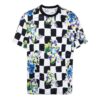 Camiseta negra de manga corta y cuello redondo con estampado de flores a cuadros Off-White para hombre, colección primavera-verano 2022, corte holgado