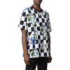 Camiseta negra de manga corta y cuello redondo con estampado de flores a cuadros Off-White para hombre, colección primavera-verano 2022, corte holgado