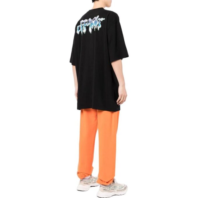 Camiseta negra de manga corta y cuello redondo con estampado de logotipo Off-White para hombre, colección primavera-verano 2022
