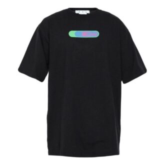 Camiseta negra de manga corta y cuello redondo con estampado de logotipo Off-White para hombre, colección primavera-verano 2022, corte holgado Camiseta negra de manga corta y cuello redondo con estampado de logotipo Off-White para hombre, colección primavera-verano 2022, corte holgado