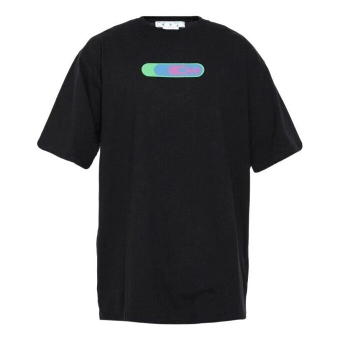 Camiseta negra de manga corta y cuello redondo con estampado de logotipo Off-White para hombre, colección primavera-verano 2022, corte holgado