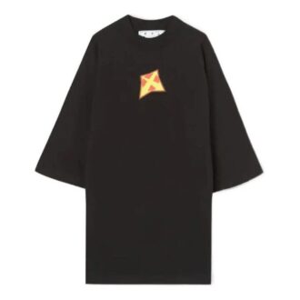 Camiseta negra de manga corta y cuello redondo con estampado del logotipo Off-White para hombre, colección Otoño-Invierno 2022, corte holgado Camiseta negra de manga corta y cuello redondo con estampado del logotipo Off-White para hombre, colección Otoño-Invierno 2022, corte holgado