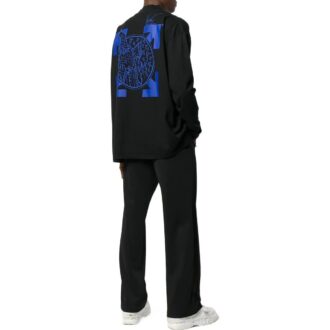 Camiseta negra de manga larga con cuello medio y estampado de flecha con el logotipo de Off-White para hombre, colección primavera-verano 2022 Camiseta negra de manga larga con cuello medio y estampado de flecha con el logotipo de Off-White para hombre, colección primavera-verano 2022