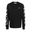 Camiseta negra de manga larga con cuello redondo y estampado del logotipo Off-White para hombre, colección FW22