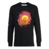 Camiseta negra de manga larga con estampado de manos y planeta de Off-White para hombre