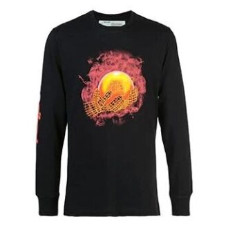 Camiseta negra de manga larga con estampado de manos y planeta de Off-White para hombre Camiseta negra de manga larga con estampado de manos y planeta de Off-White para hombre