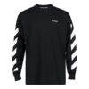 Camiseta negra de manga larga holgada con estampado de rayas y letras Diag de Off-White para hombre, colección primavera-verano 2022