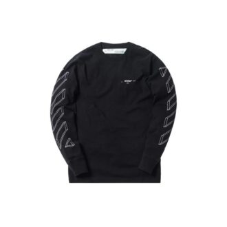 Camiseta negra de manga larga Off-White para hombre con diseño de flecha hueca impreso en 3D Camiseta negra de manga larga Off-White para hombre con diseño de flecha hueca impreso en 3D