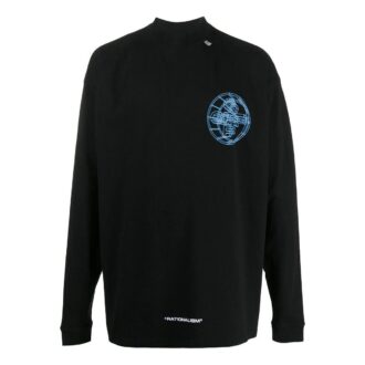 Camiseta negra de manga larga Off-White para hombre con estampado alfabético en 3D Camiseta negra de manga larga Off-White para hombre con estampado alfabético en 3D