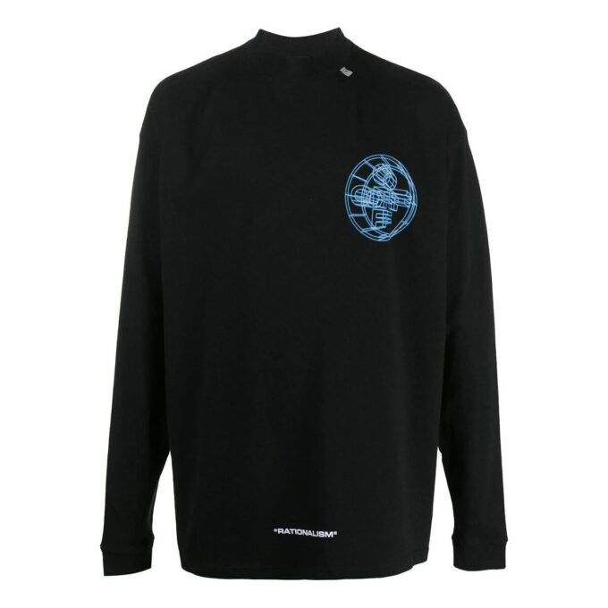 Camiseta negra de manga larga Off-White para hombre con estampado alfabético en 3D