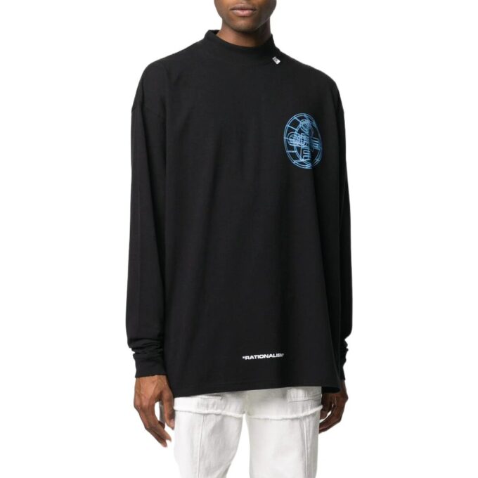 Camiseta negra de manga larga Off-White para hombre con estampado alfabético en 3D