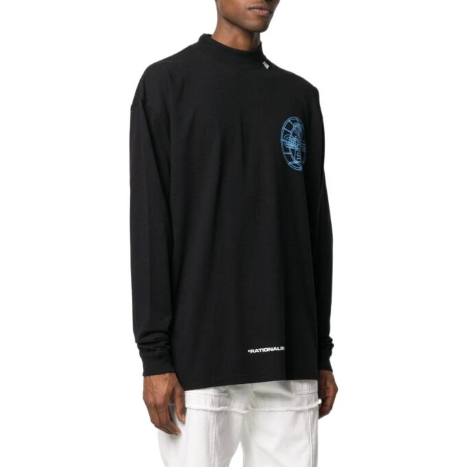 Camiseta negra de manga larga Off-White para hombre con estampado alfabético en 3D