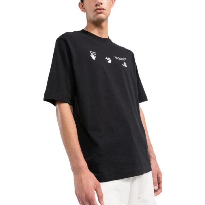 Camiseta negra de pantalón corto con cuello redondo y estampado de logotipo Off-White para hombre FW22