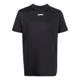 Camiseta negra de pantalón corto con cuello redondo y estampado del logotipo Off-White para hombre, colección Otoño-Invierno 2022 Camiseta negra de pantalón corto con cuello redondo y estampado del logotipo Off-White para hombre, colección Otoño-Invierno 2022