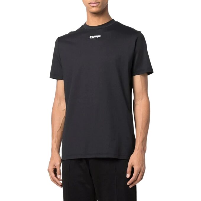 Camiseta negra de pantalón corto con cuello redondo y estampado del logotipo Off-White para hombre, colección Otoño-Invierno 2022