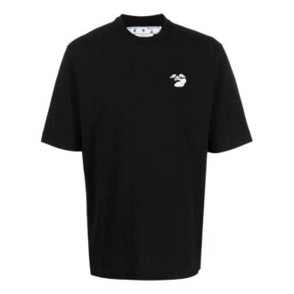Camiseta negra de pantalones cortos para hombre Off-White SS22, lisa con logotipo bordado Camiseta negra de pantalones cortos para hombre Off-White SS22, lisa con logotipo bordado