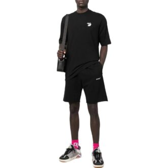 Camiseta negra de pantalones cortos para hombre Off-White SS22, lisa con logotipo bordado Camiseta negra de pantalones cortos para hombre Off-White SS22, lisa con logotipo bordado
