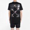 Camiseta Off-White de manga corta para hombre con estampado Caravaggio Arrow en la espalda, versión estándar, color negro