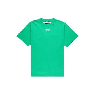 Camiseta Off-White para hombre Caravaggio con estampado en la espalda, pantalones cortos y corte holgado, verde, de Virgil Abloh Camiseta Off-White para hombre Caravaggio con estampado en la espalda, pantalones cortos y corte holgado, verde, de Virgil Abloh