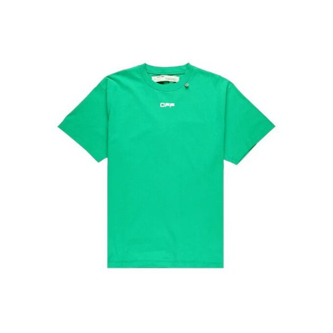 Camiseta Off-White para hombre Caravaggio con estampado en la espalda, pantalones cortos y corte holgado, verde, de Virgil Abloh
