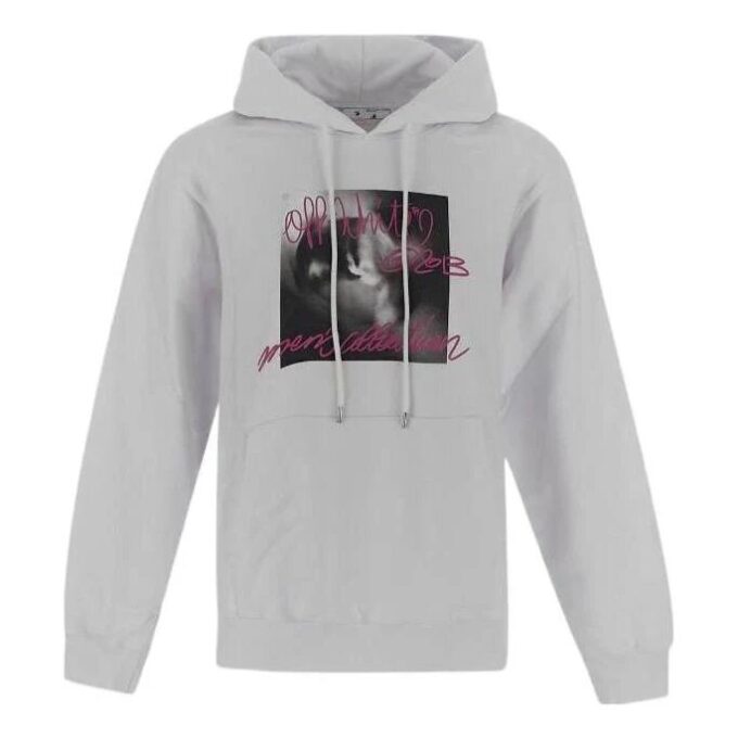 Camiseta Off-White para hombre, colección Otoño-Invierno 2022, con estampado de letras en el pecho, manga larga, color gris claro